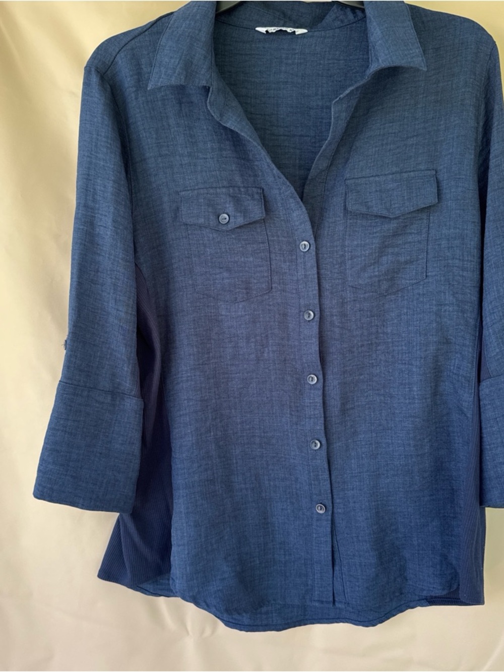 Women’s Button-Front Navy Blue Blouse